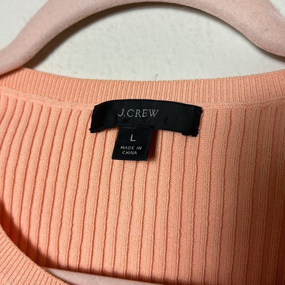 J. Crew Supersculpt ribbed stretch crewneck sweater T-Top Shirt in coral size L - Picture 3 of 11
